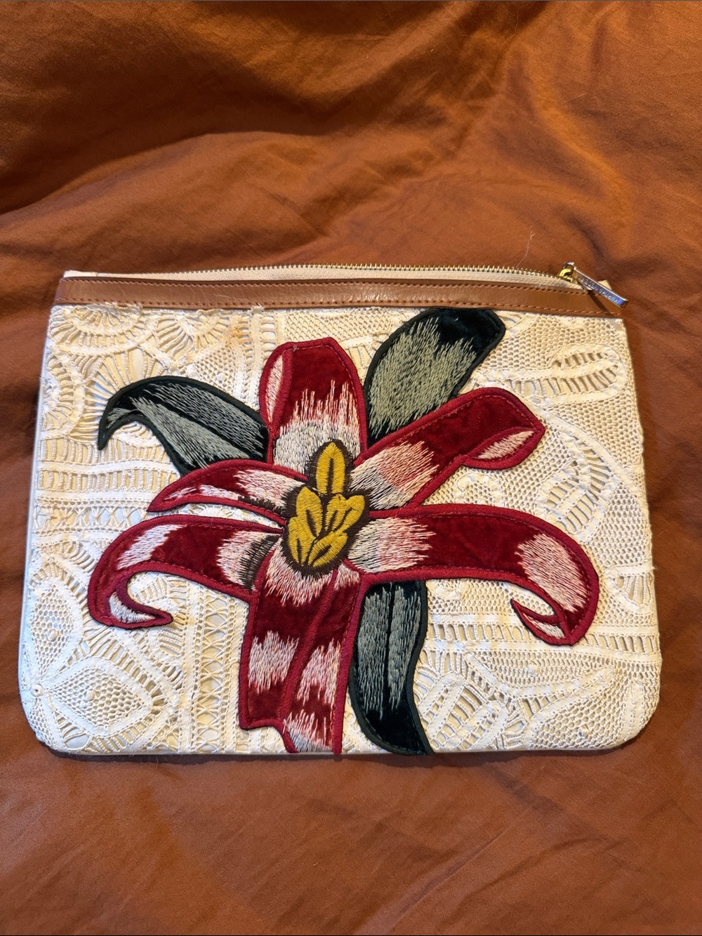 Martha Medeiros Lace Embroidered Cluch Pouch Bag
